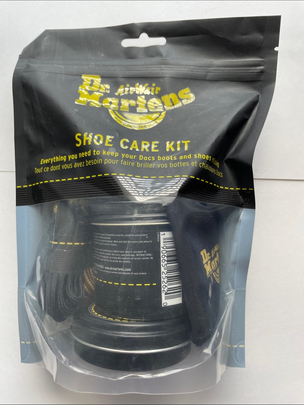 Dr. Martens Black and Yellow Shoe Care Kit Pouch